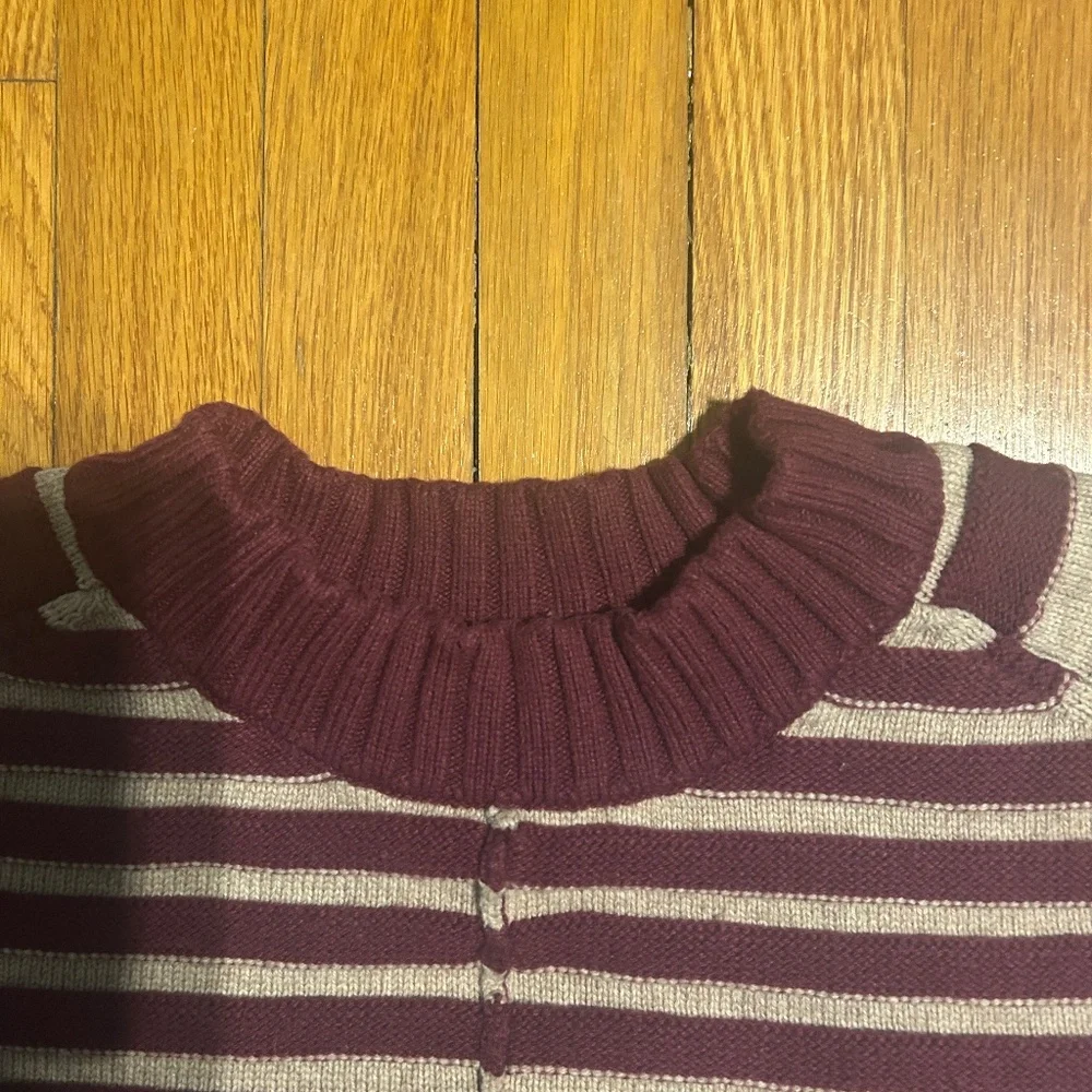 Maeve Anthropologie Pink & Tan Striped Chunky Sweater Women’s L - Picture 3 of 6